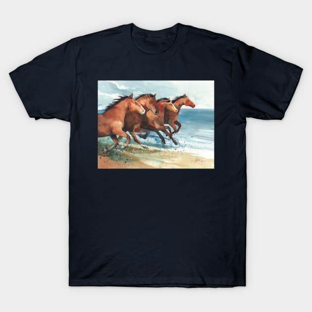 Four Horse Gallop T-Shirt by JCPhillipps